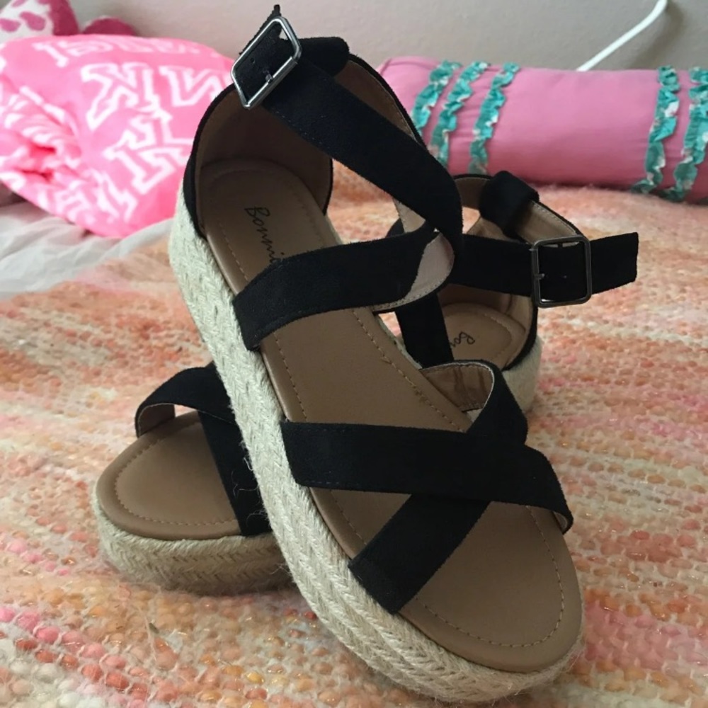 Platform Black Sandals Love Street Apparel